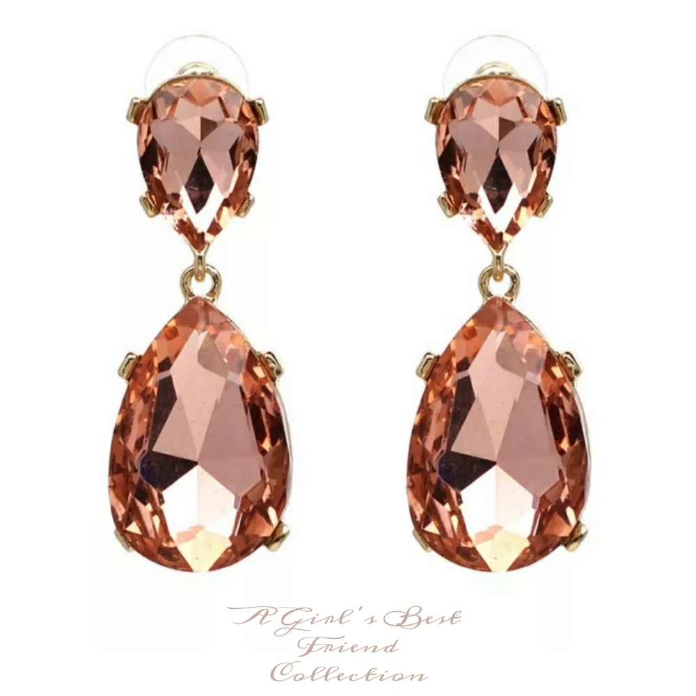 Bronze/Rose Gold Teardrop Dangle Earrings